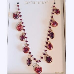 Persimmon Red and Gold Short Necklace